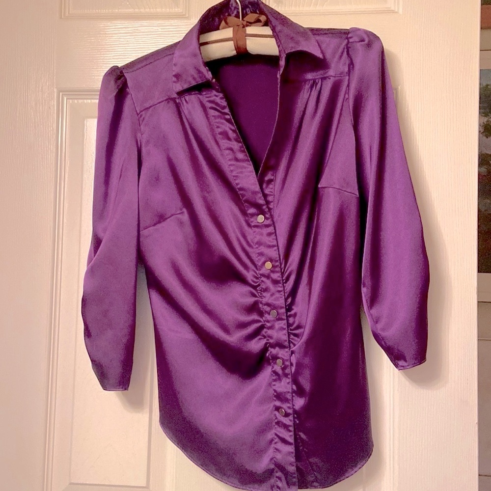BCBG MaxAzria Shimmery Purple Top - XS - Perfect for Work or Play